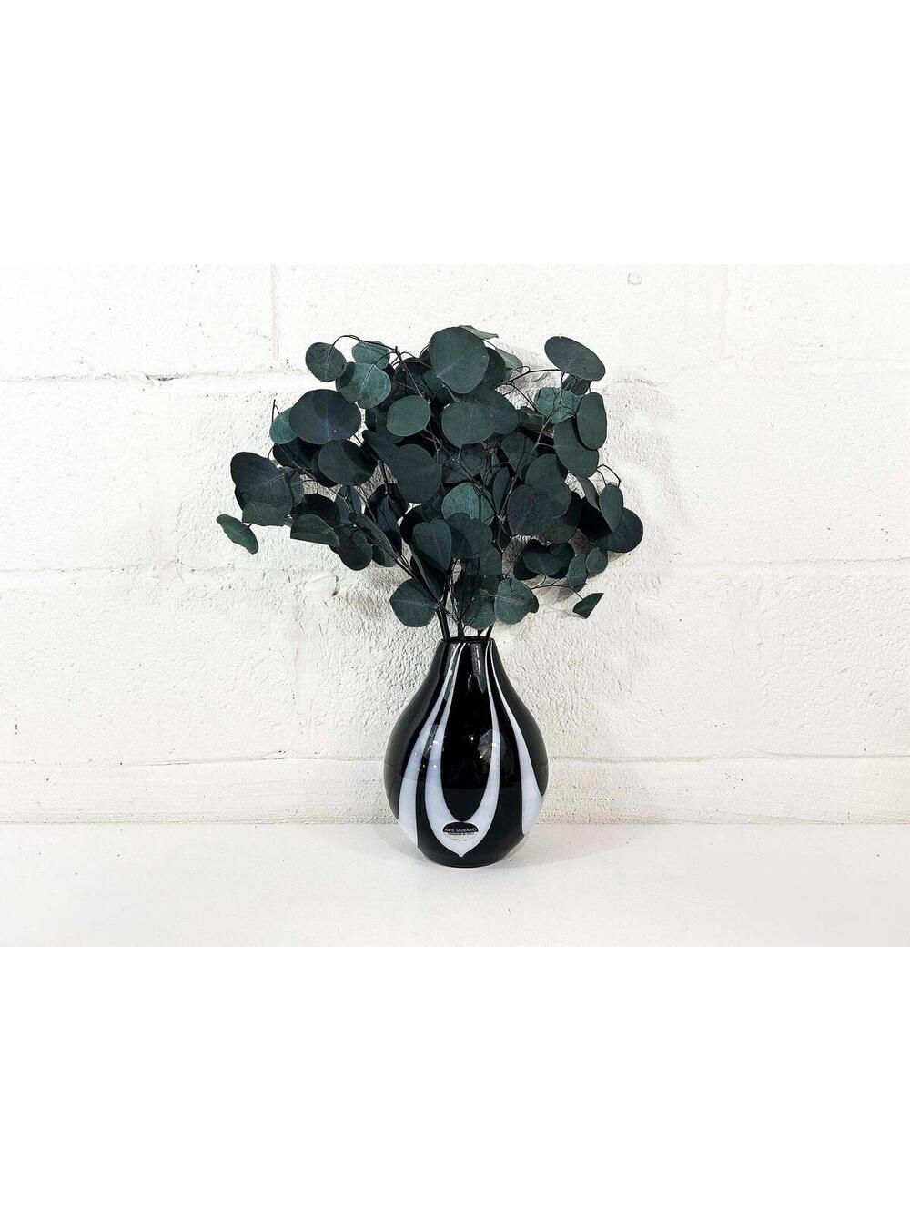 Arte Murano Glass Vase Italy Black & White 1960s